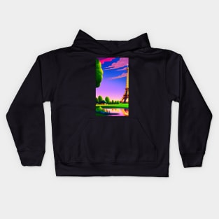 Eiffel Tower - Love France Memory - painting, and mix drawing, painting and digital Kids Hoodie